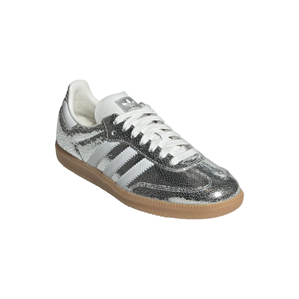 adidas Samba OG  Silver Metallic Cracked Leather - JR0035
