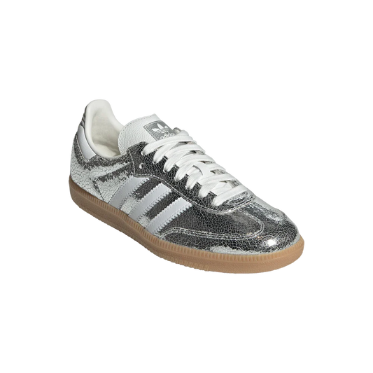 adidas Samba OG  Silver Metallic Cracked Leather - JR0035