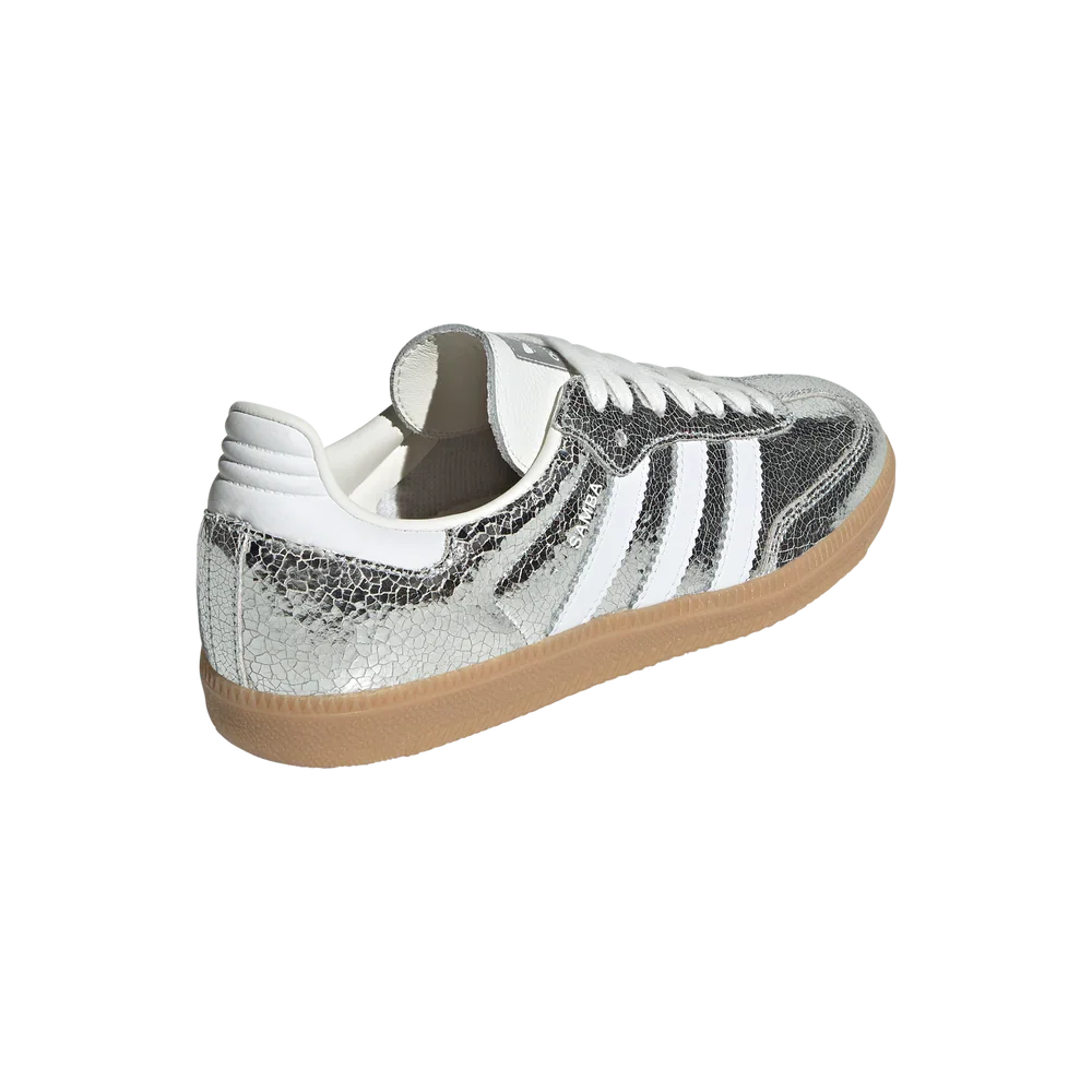 adidas Samba OG  Silver Metallic Cracked Leather - JR0035
