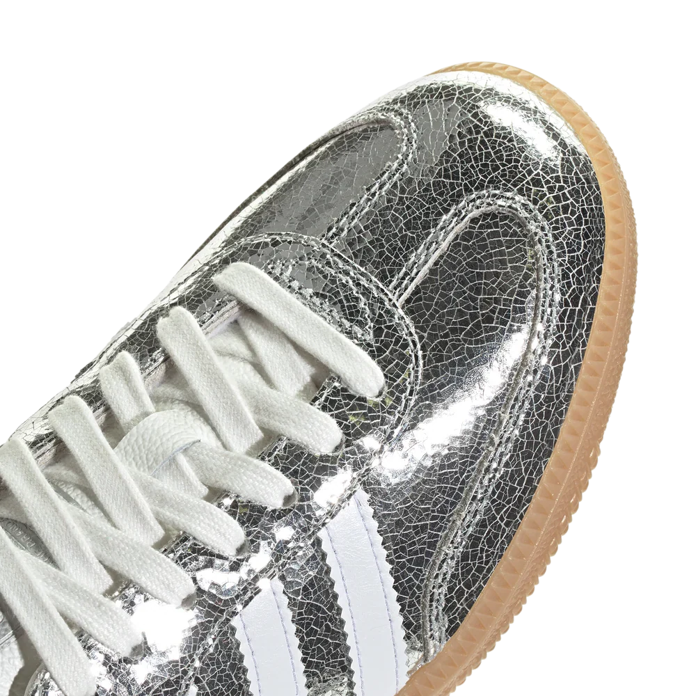 adidas Samba OG  Silver Metallic Cracked Leather - JR0035