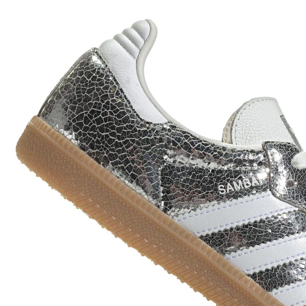 adidas Samba OG  Silver Metallic Cracked Leather - JR0035