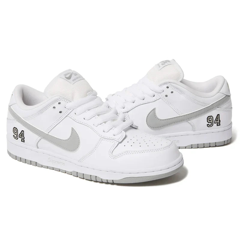 Nike SB Dunk Low Supreme 94 White Metallic Silver - HQ8487-100